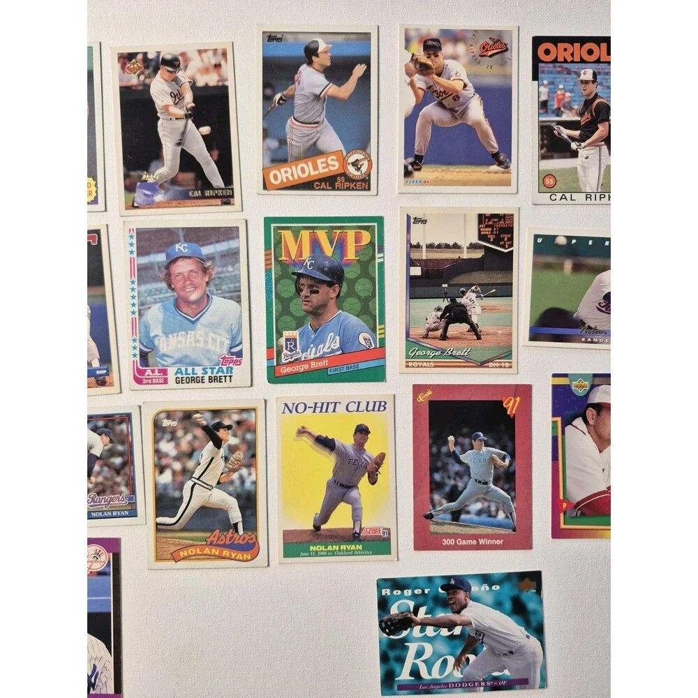Lot of 18-20 Vintage 1980s-1990s Topps Baseball Cards - Cal Ripken Jr, Nolan...